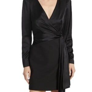 Cinq à Sept Layne Wrap Satin Mini Dress, Size 0